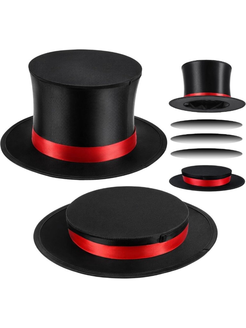 Collapsible Top Hat for Halloween Costume, Magic Show Accessory, Party Prop